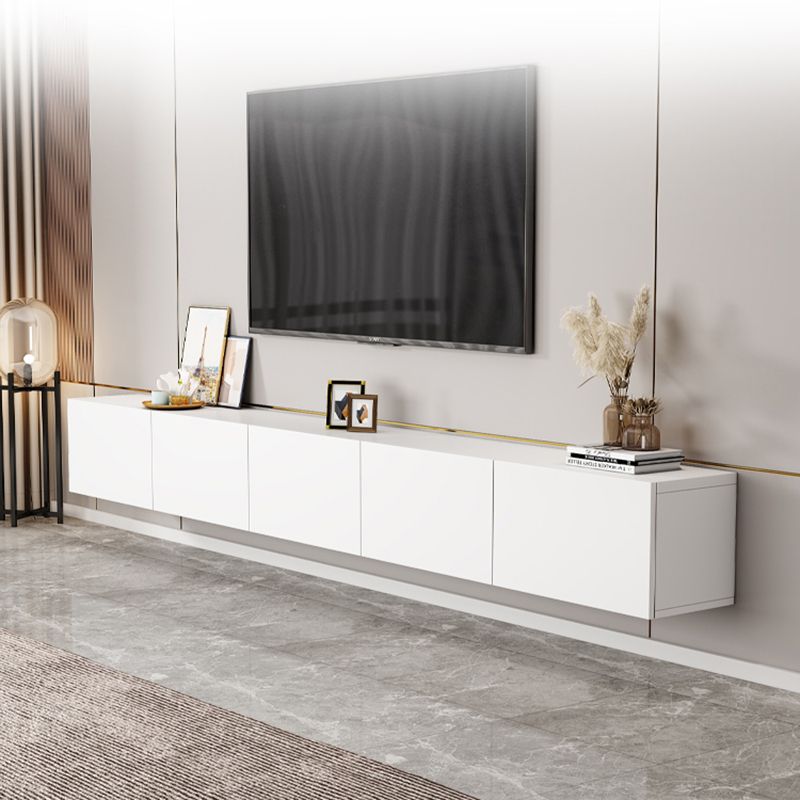 Contemporary TV Stand with Drawers / Cabinets in White , Faux Wood TV Console