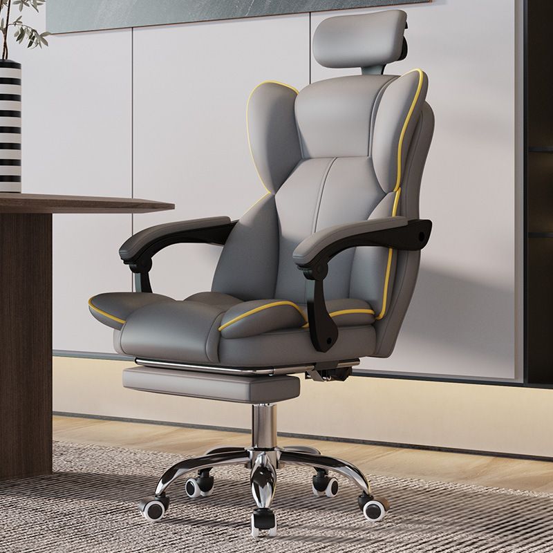 Faux Leather Chair Modern High Back Office Chair for Home Office