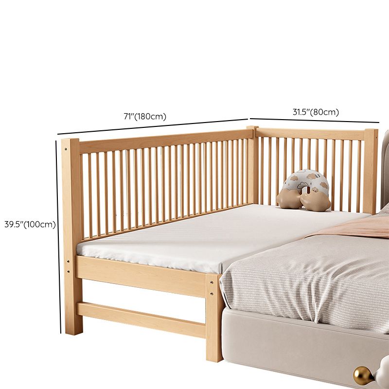 Traditional Beech Nursery Bed Natural Baby Crib with Guardrail