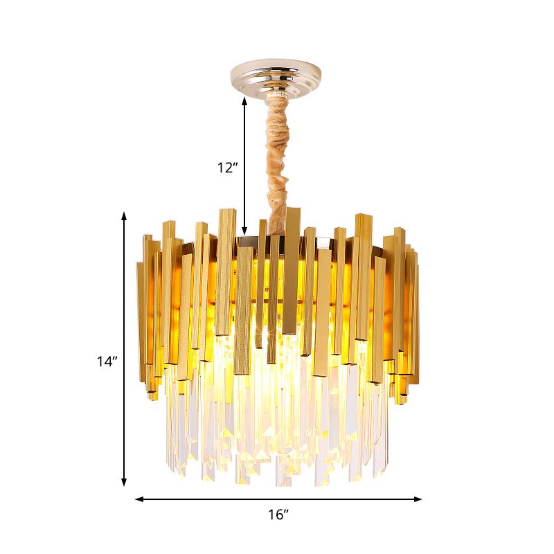 Modern Stylish Silver/Gold Pendant Lamp with Crystal Prism 6 Bulbs Suspension Lamp for Bedroom