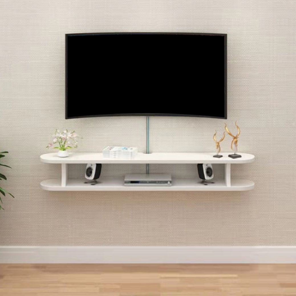 Matte Finish Wall-mounted Media Stand with Shelves Scandinavian Solid Wood TV Console