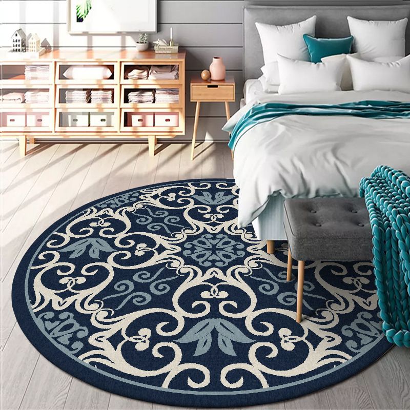 Moroccan Bedroom Area Rug Multicolor Scrolling Pattern Rug Synthetics Non-Slip Washable Pet Friendly Indoor Carpet