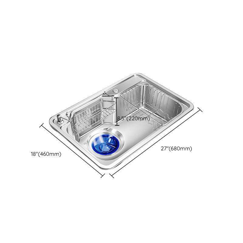 Contemporary Style Kitchen Sink Pure Color Stainless Steel 2 Holes Drop-In Kitchen Sink