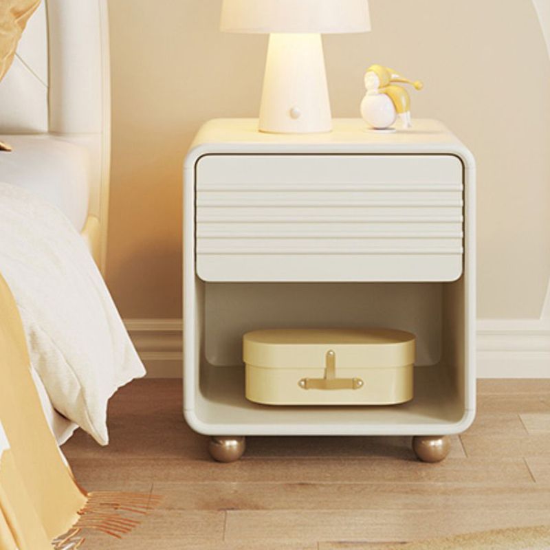 White Modern Cabinet Included Wood 19.69 " H Kids Bedside Table