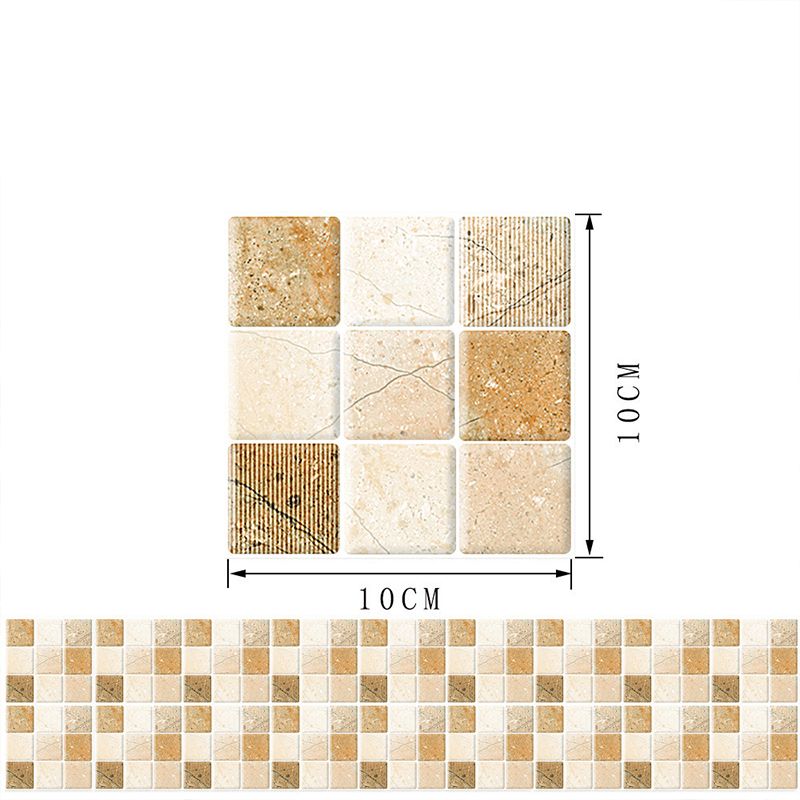 36 Pieces Mosaics Tiles Wallpapers Brown PVC Wall Decor, Peel and Paste, 4' L x 4" W