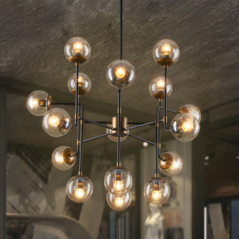 Industrial Round Glass Chandelier Pendant Light for Sitting Room Living Room