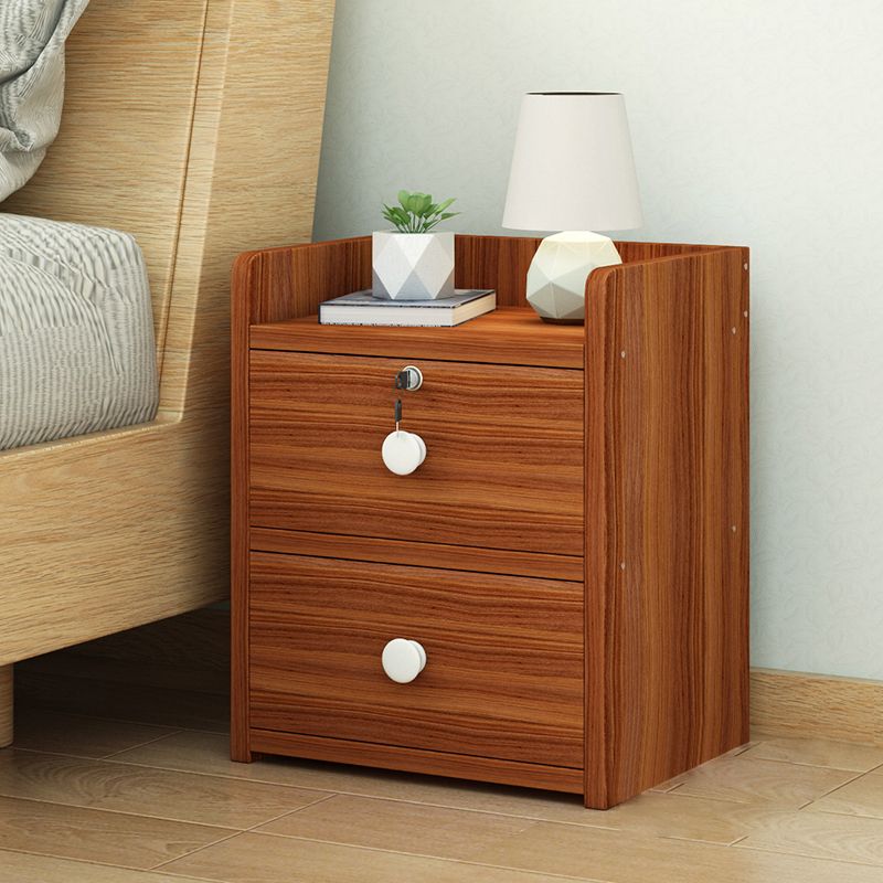 Faux Wood Bedside Cabinet Contemporary Night Table for Bedroom