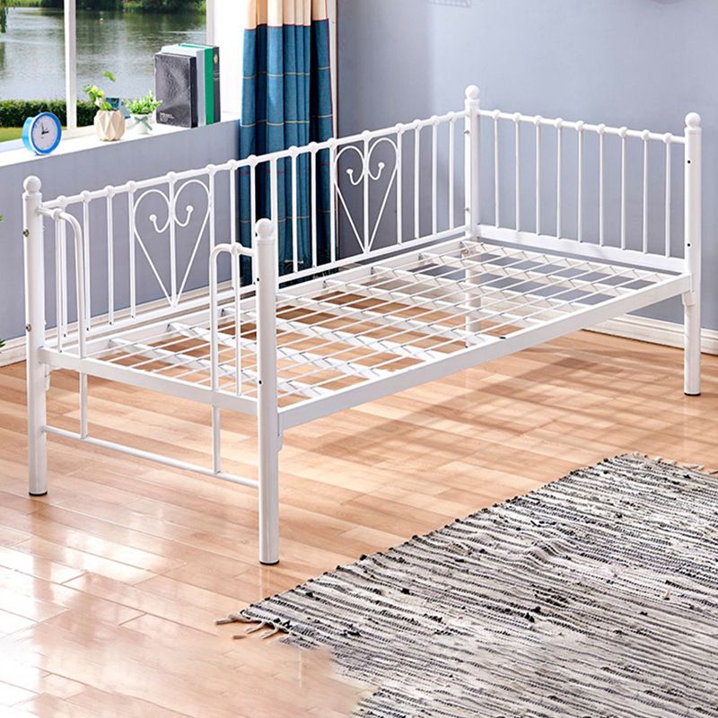 Metal Fixed Side Crib in White Mattress Included Crib with Guardrail