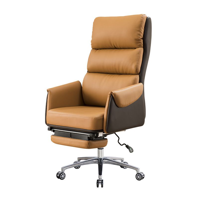 Modern Slide High Back Office Chair Leather Executive Chair with Footrest