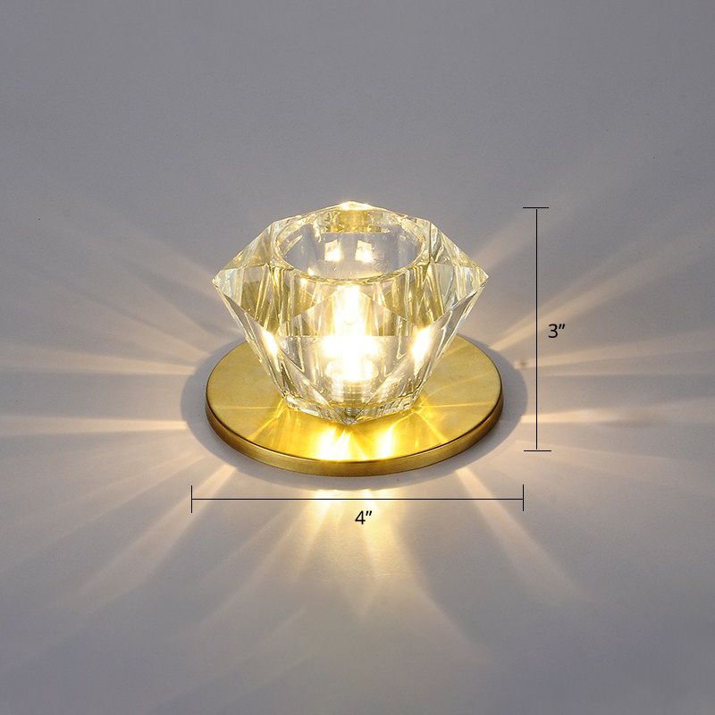 Gemstone Shaped Ceiling Flush Mount Simple Clear Crystal Hallway Flush Light Fixture