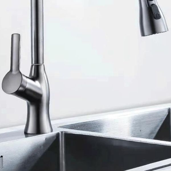 Contemporary Retractable Faucet Copper Single Handle High Arc Faucet for Kitchen