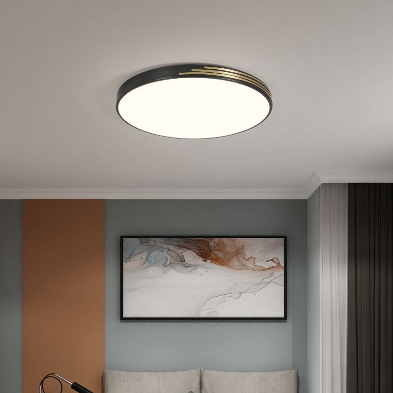 Contemporary Flush Light Round Brass Ceiling Lighting for Bedroom