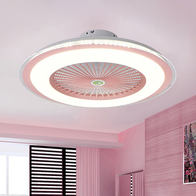 Light semifulico a filo da letto a filo da letto a filo da letto da 23,5 "Luce ventilatore a soffitto Macaron a LED con 5 pale e telecomando