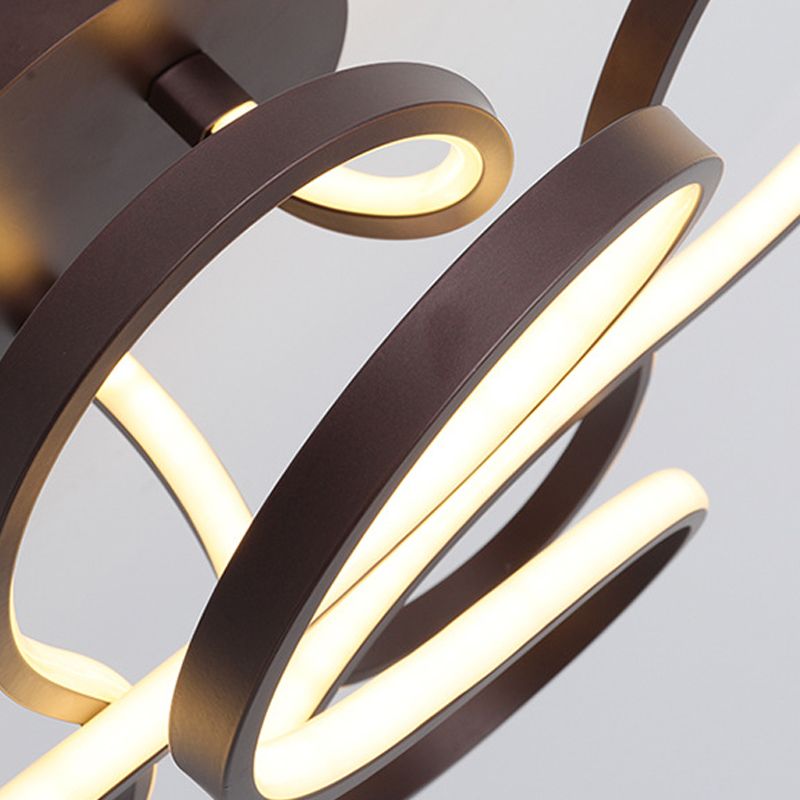 Acryl Twisted Semi Flush Mount Befestigung Zeitgenössische Schwarz/Gold/Weiß LED Deckenleuchte, weißes Licht