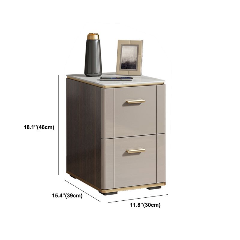 Glam Nightstand Stone Accent Table Nightstand with 2 Drawers