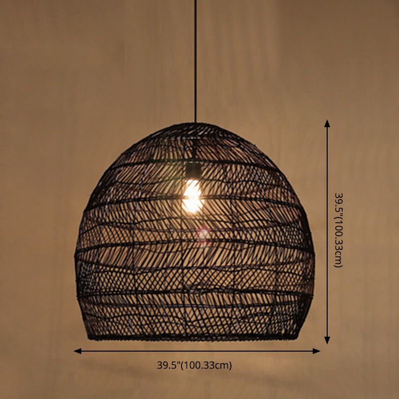 MODERNA SOSPENSIONE MIDERE INSUGNI A MANO LUCE RATTAN 1 Ciondolo Light