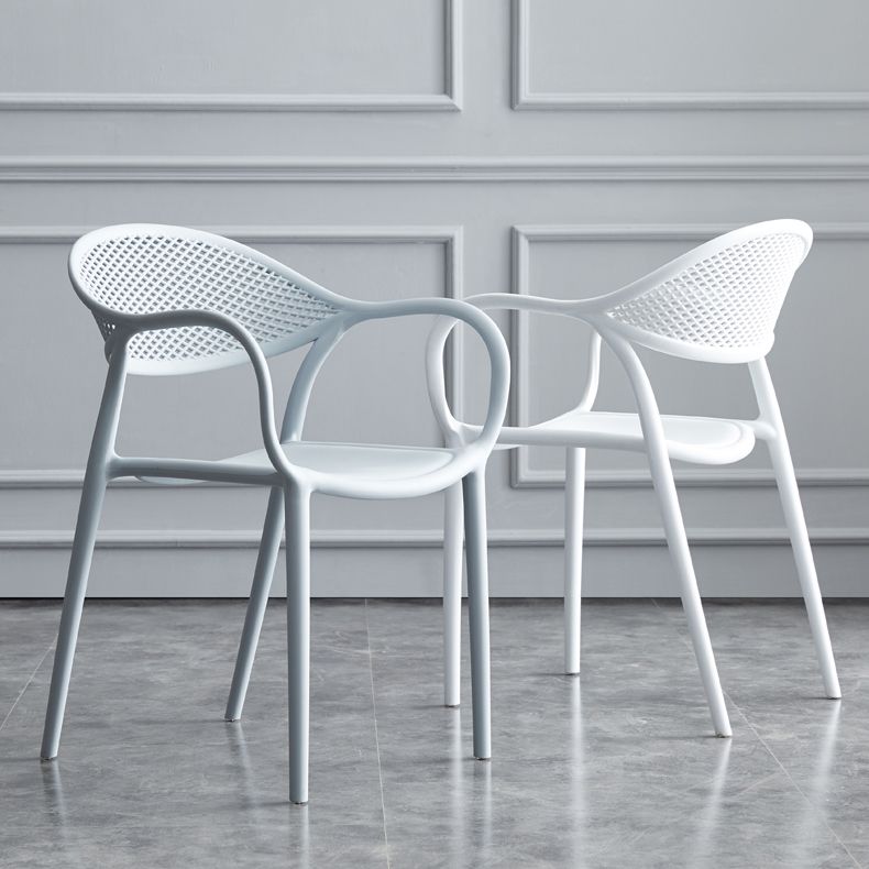 Chaises de salle à manger intérieure moderne en plastique chaise de bras de dos solide