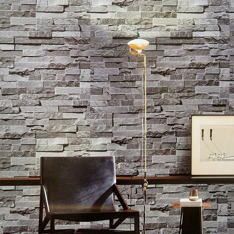 PVC Waterproof Wallpaper Roll Industrial Brick Effect Wall Covering in Light Color