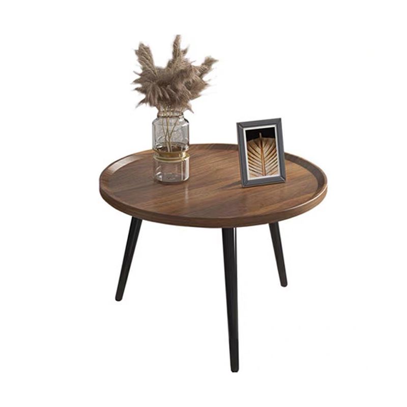 Traditional Style Cocktail Table Walnut/white/black Artificial Round Coffee Table