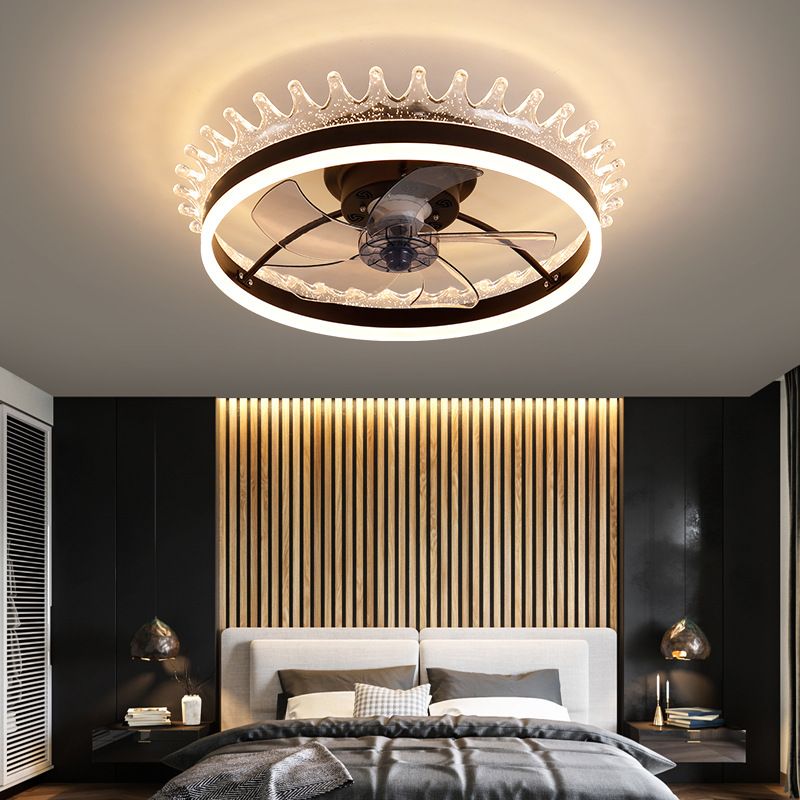 Modern Concise LED Ceiling Fan Light Iron Circular Ceiling Fans with Acrylic Shade