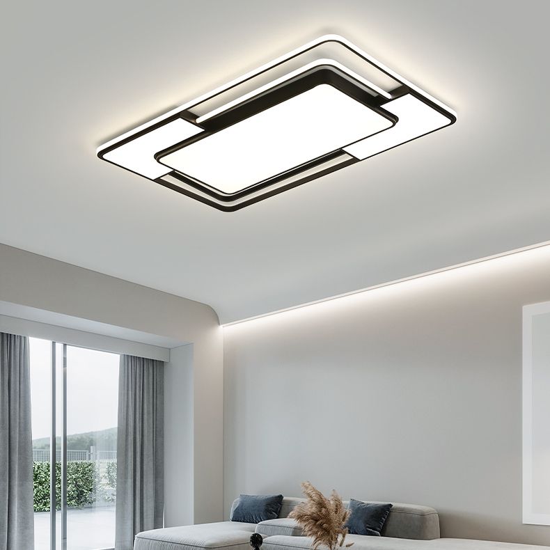 Aluminum Flush Mount Geometric Shape Ceiling Light with Acrylic Shade for Living Room