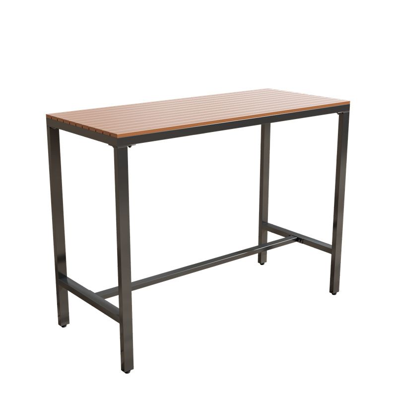 Metal and Wood Patio Table Rectangle Industrial No Distressing Bar Table