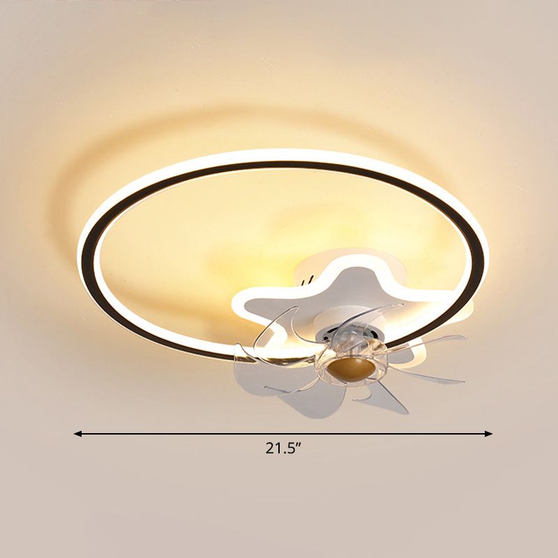 Ring and Star 7 Blades Ceiling Fan Lighting Nordic Acrylic Bedroom LED Semi-Flush Mount with Remote