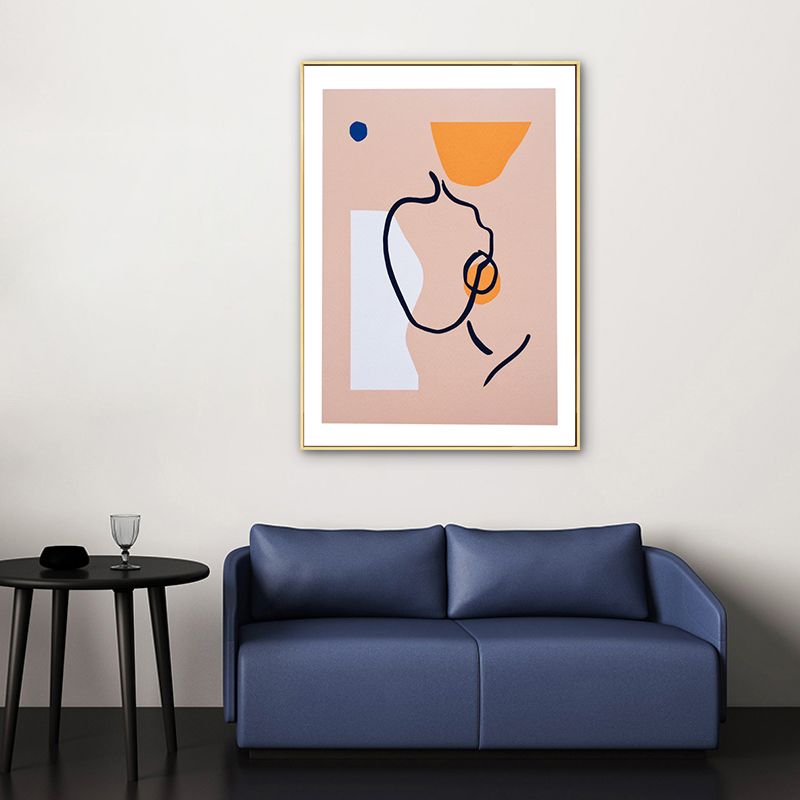 Soft Color Face Outline Canvas Print Abstract Drawing Nordic Living Room Wall Art Decor