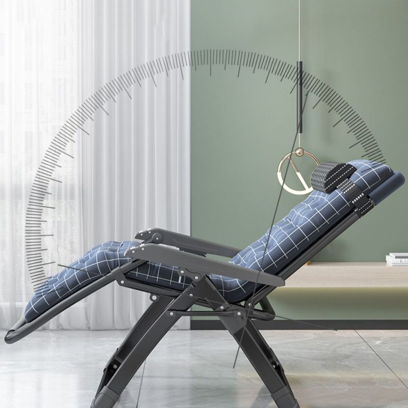 Contemporary Style Standard Recliner Metal Plaid Foldable Chair