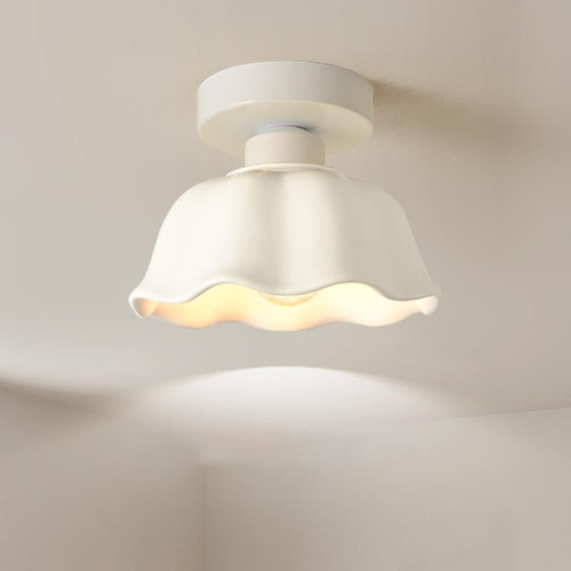 Modern White Shaded Ceiling Light Flush Mount Lighting for Bedroom