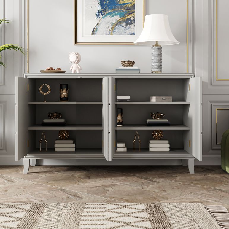 Glam Oak Dining Buffet Green Buffet Table with Doors for Dining Room