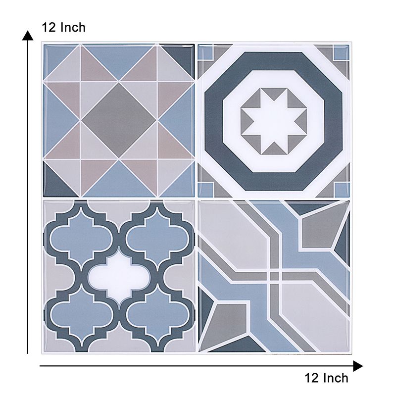 Seamless Geometric Pattern Wallpapers Blue Bohemian Adhesive Wall Art for Dining Room