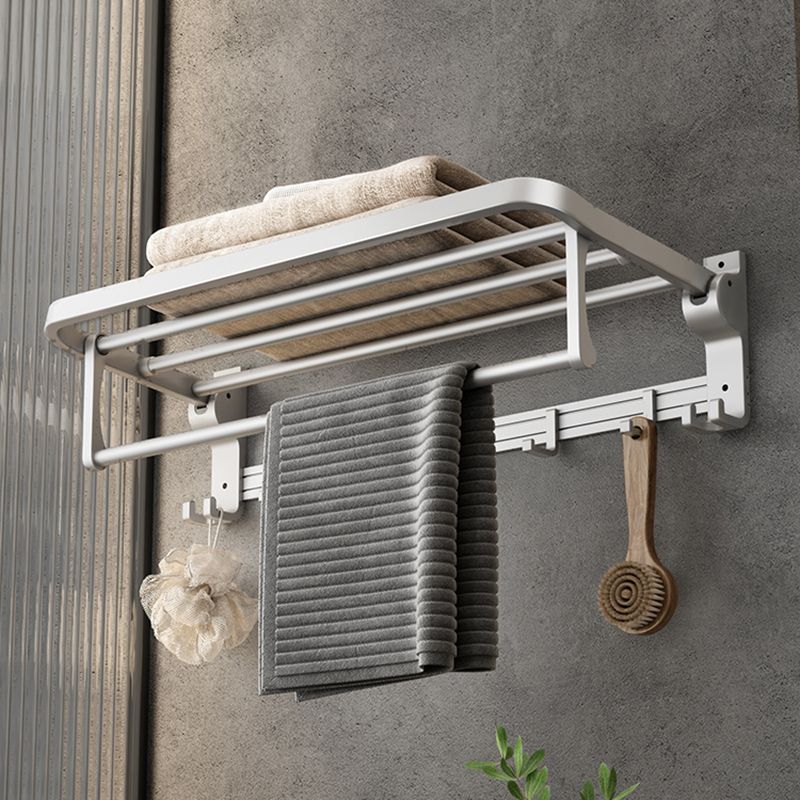 Contemporary Silver Metal Bath Hardware Set with Triangle Bath Shelf