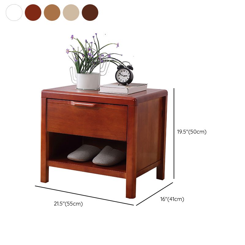 20"L X 22"H Modern Nightstand Rubber Wood Bedside Cabinet with 1-drawer