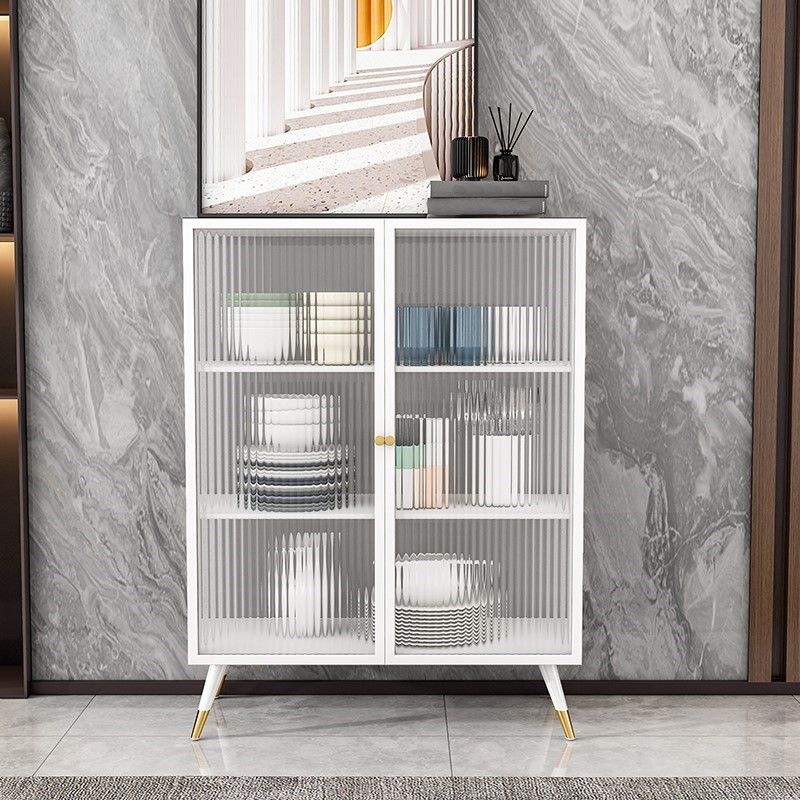 Glass Door Iron Sideboard Glam Server Cabinet with Storage for Dining Room