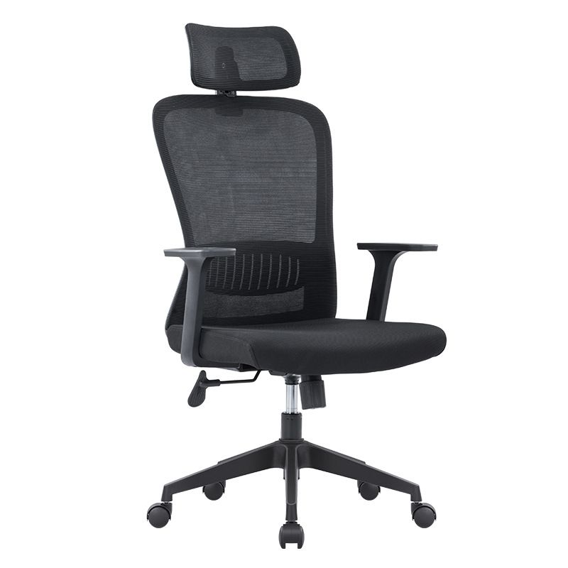 Modern Mesh Office Chair Black / Grey Fixed Armrest Desk Chair with Wheels