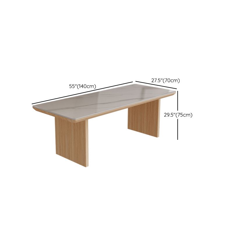 Rectangular Shaped Task Desk 2 Legs Writing Desk in Brown for Home