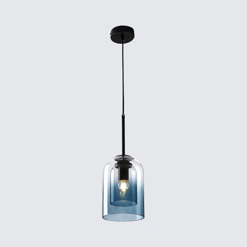 Cylindrical Shade Hanging Lighting Modern Style Glass 1 Light Hanging Lamp for Restaurant