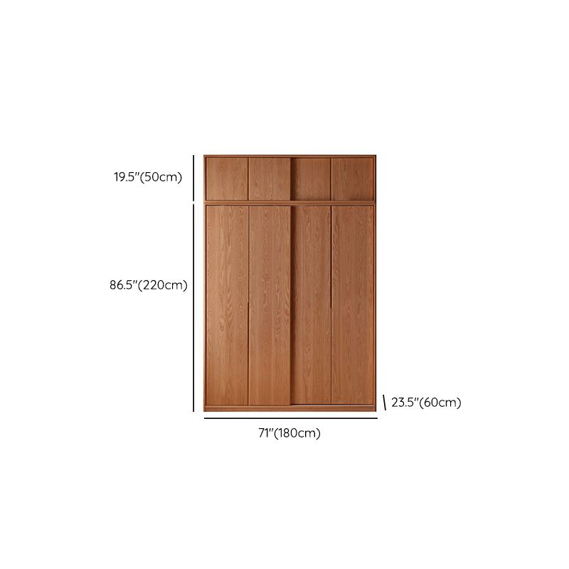 Solid Wood Wardrobe Modern Walnut Armoire Cabinet for Bedroom