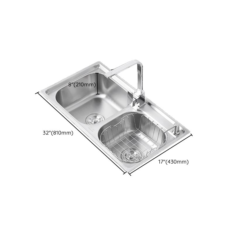 Dirt Resistant Kitchen Double Sink Stainless Steel Drop-In Kitchen Sink