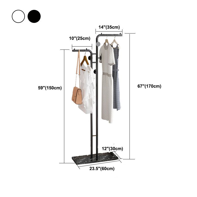 Modern Metal Hall Stand Free Standing with Hanging Rail and Hooks