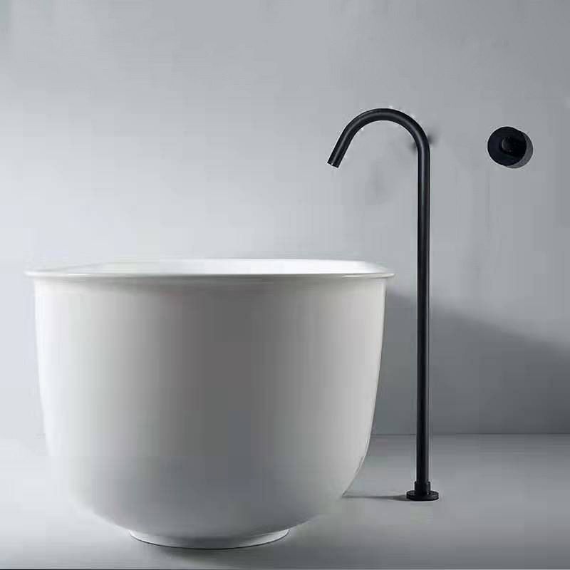 Modern High Arc Faucet Floor Mounted Freestanding Tub Filler with Risers