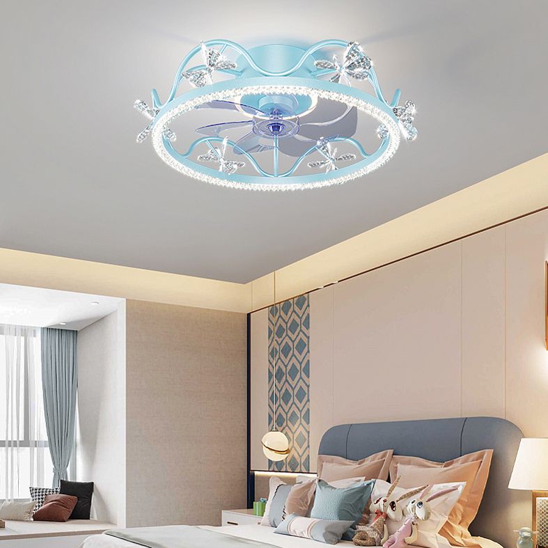 Accensione della camera da letto a forma di corona Luce in metallo Macaron LED Light Affermazione con arredamento in cristallo