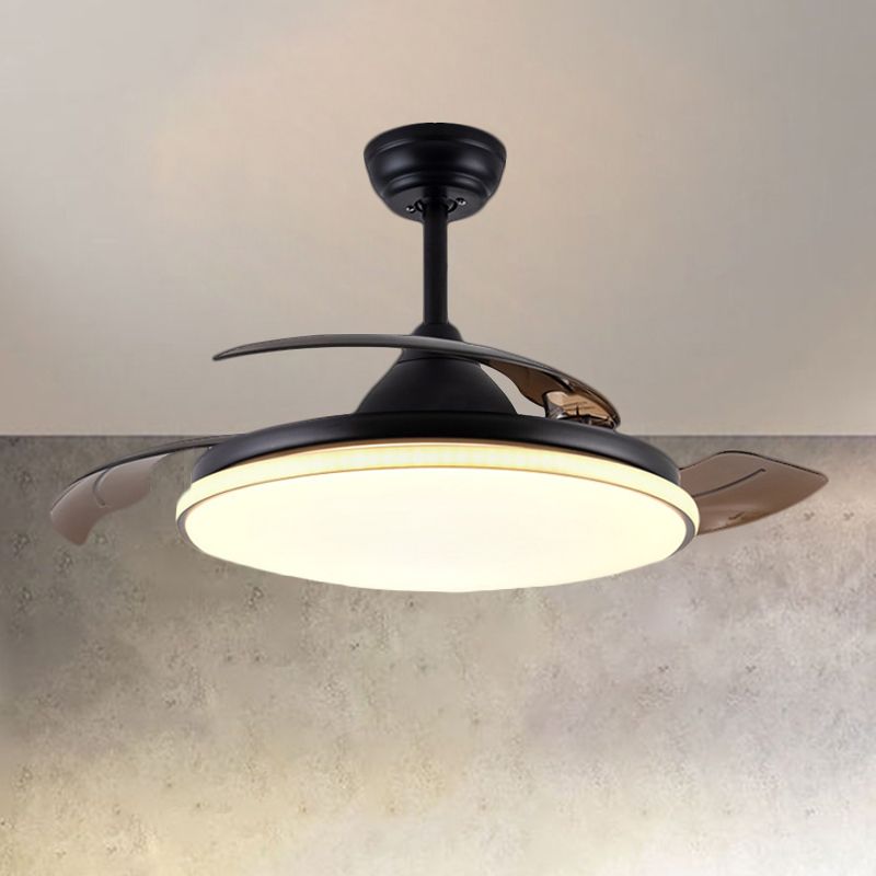 36 "" de large circulaire circulaire semi-luxueux Light Contemporain blanc / noir / or Éclairage de ventilateur à LED à LED à 3 lames pour le salon