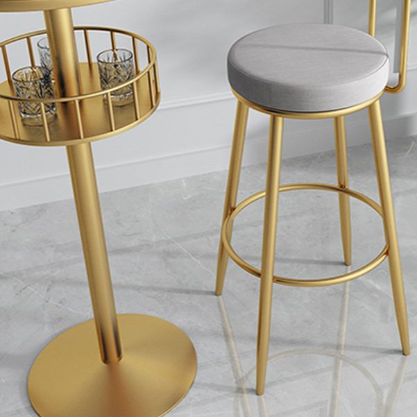 White Glam Style Round Table in Faux Marble and Metal Milk Tea Shop Bar Table