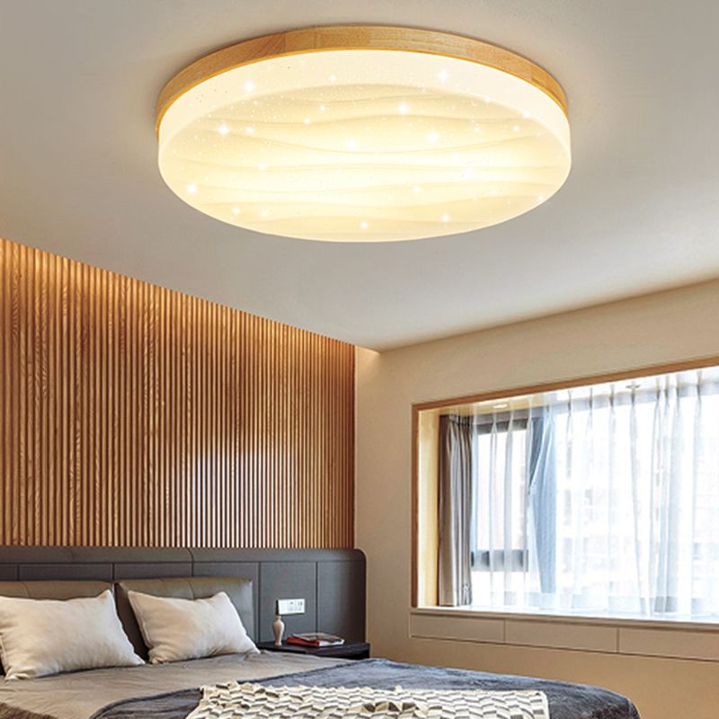 Contemporary Flush Light Wooden LED Ceiling Lighting for Bedroom