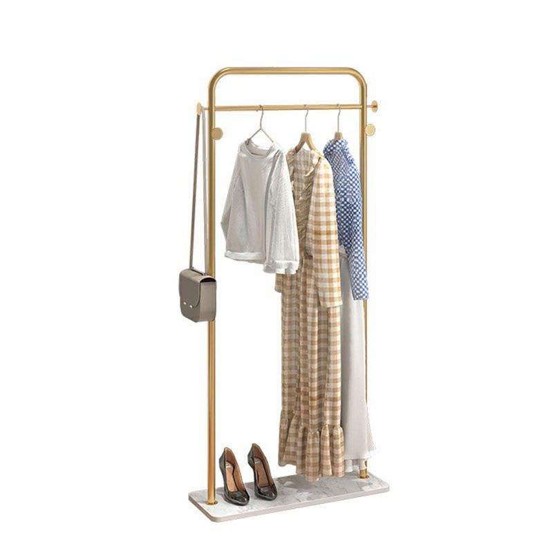 Modern Coat Rack Metal Framed Hanging Rail and 4 Hooks Hall Stand