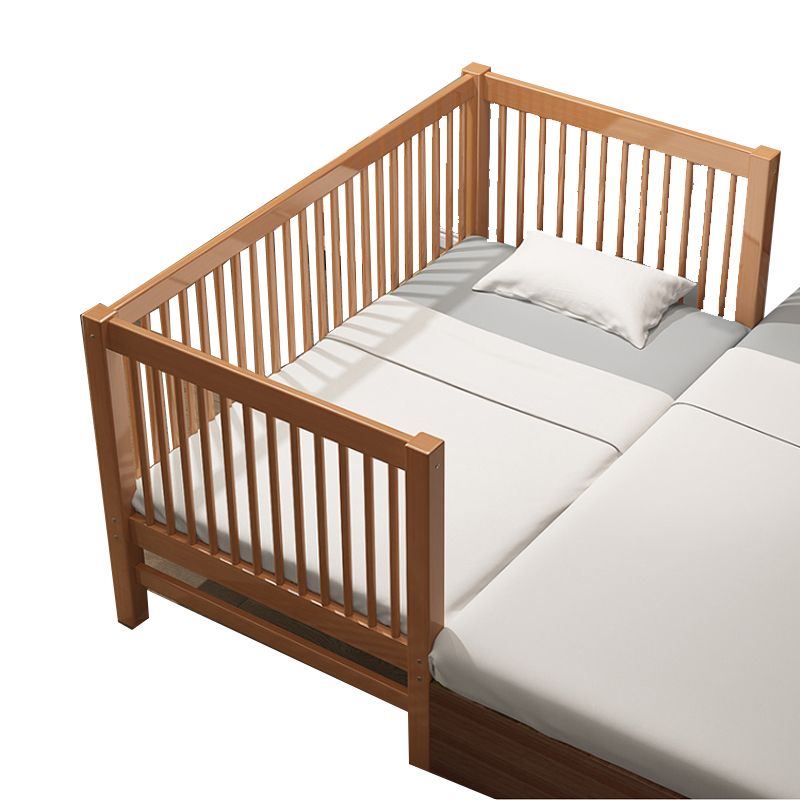 Solid Wood  Baby Crib Farmhouse Birch Nursery Bed with Guardrail