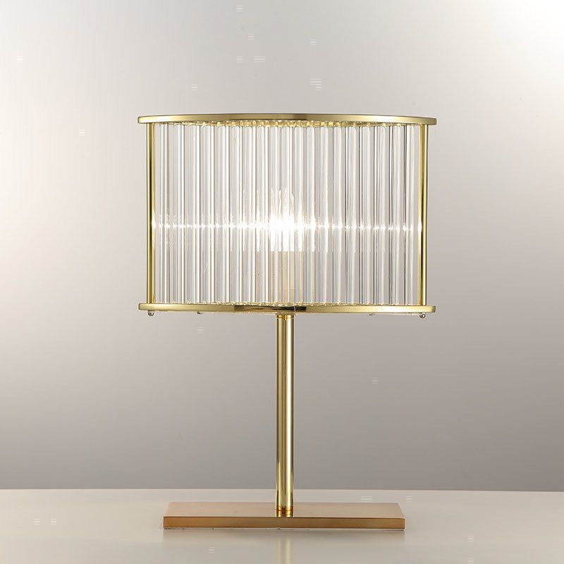 1 Head Oval Nightstand Lamp Contemporary Clear Crystal Bar Desk Light in Gold