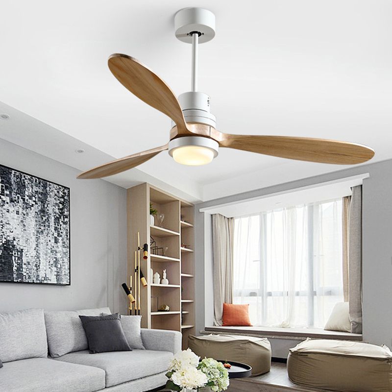 Modern Metal Ceiling Fan Light Fixture Wooden LED Ceiling Lamp for Bedroom